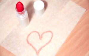 drawing of a heart with a lipstick
