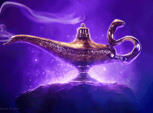 magic lamp with purple background