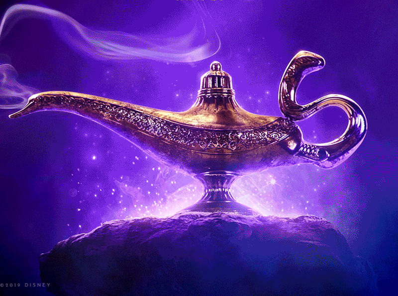 magic lamp with purple background